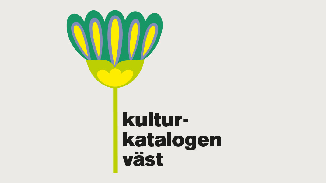 En ritad blomma med texten kulturkatalogen väst intill.